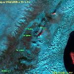 Aqua  08.02.2005 2: 15 UTC  Извержения вулканов Ключевской и Шевелуч. 